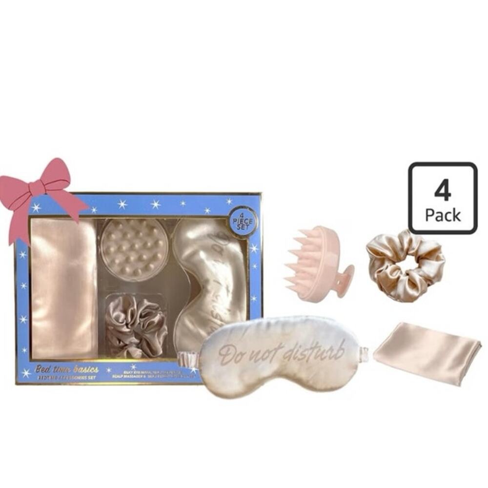 NEW Holler & Glow Satin Sleep Set 4pc Beauty Sleep Gift Silk Mask Scrunchie‎